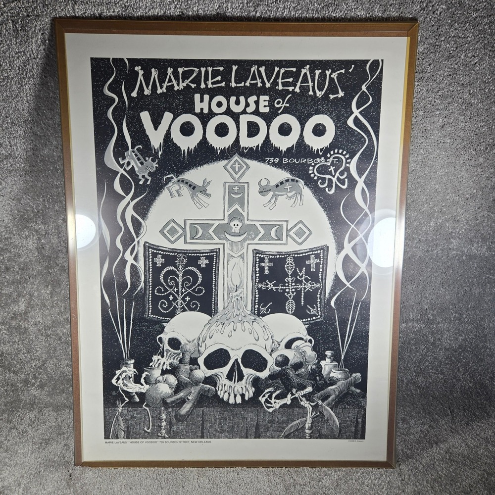 Marie Laveau's House of Voodoo Poster Black White New Orleans Framed 18x24
